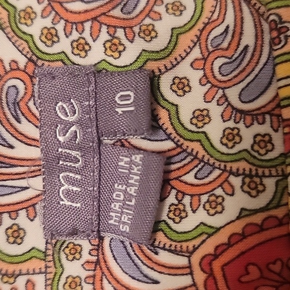 Muse Sleeveless Dress. Size 10, Gathered Waist, Paisley / Peacock Pattern, EUC! - Picture 6 of 7